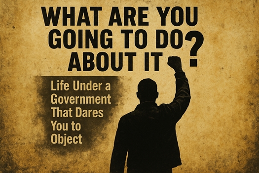 Silhouette of a person raising a clenched fist against a textured sepia background, symbolizing resistance.